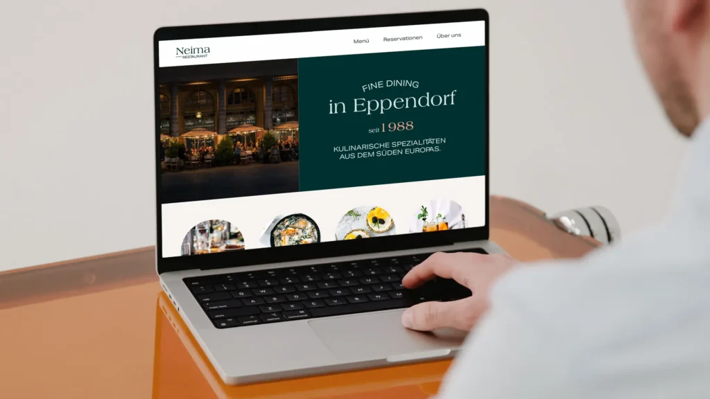Modernes Webdesign für ein Restaurant aus Hamburg, gestaltet von der Agentur Colbec aus Tübingen.