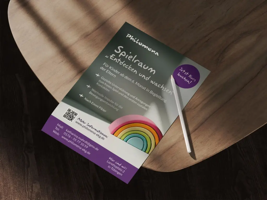 Flyer Design für Philomena Handdesign, eine Tagesmutter in Tübingen