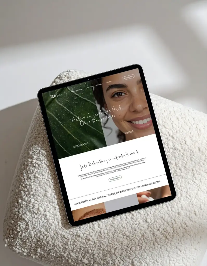 Website Kosmetikstudio – modernes Webdesign mit klarer Struktur und ästhetischer Darstellung. Homepage erstellen lassen von COLBEC Studio